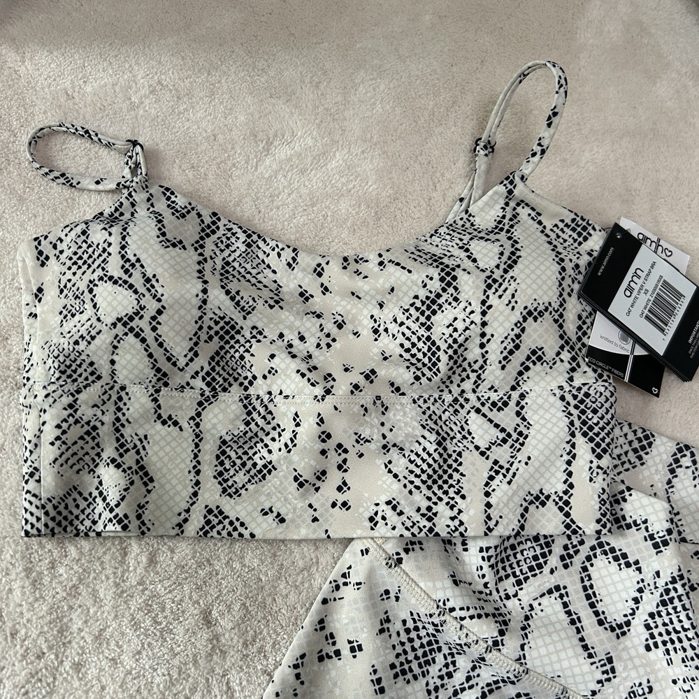 Aim'n Women Sport Bra Viper Print Top Size XS & Bike Short Bottom Size Small SET - Picture 2 of 11